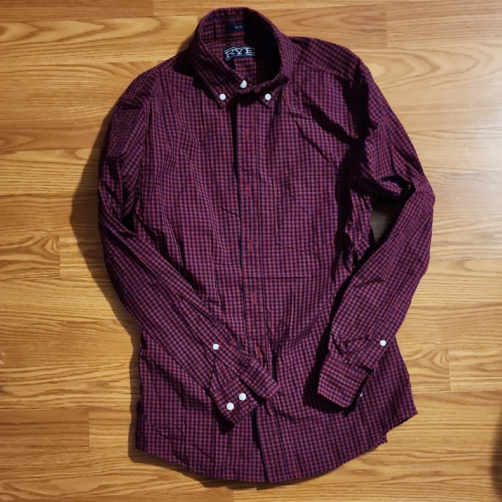 Rye Men's Burgundy Checkered Button Down Shirt